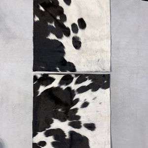 2- Handmade New Real Cowhide’s Pillows/Cushions Covers Hair On ~ Black & White
